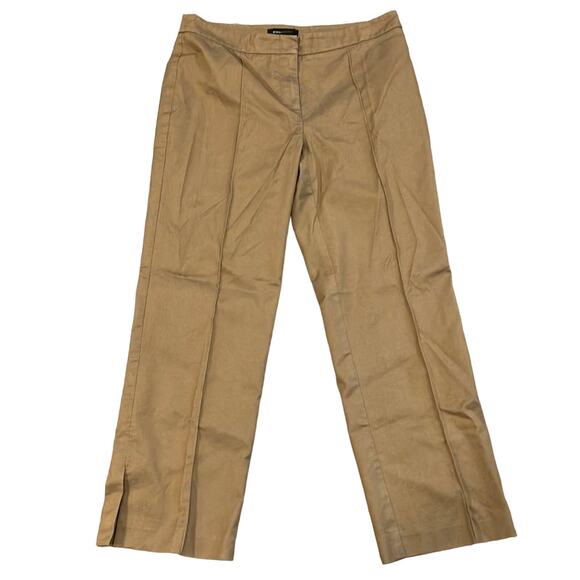 BCBGMAXAZRIA Dark Khaki Front Seam Split Ankle Pants Size 2 - Picture 1 of 9